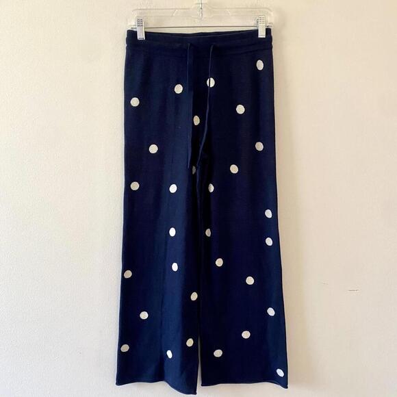 MADEWELL navy and white polka dot straight leg knit pant - Picture 2 of 6